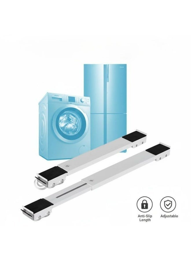 قاعدة غسالة وثلاجة متحركة قابلة للتعديل - حامل معدني بعجل للأجهزة الثقيلة والأثاث - مقاس (46 سم إلى 72 سم) - حمولة 227 كجم - Image 1